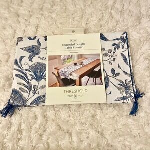 Threshold Extended Length Table Runner Blue Floral 14x108 Machine Washable